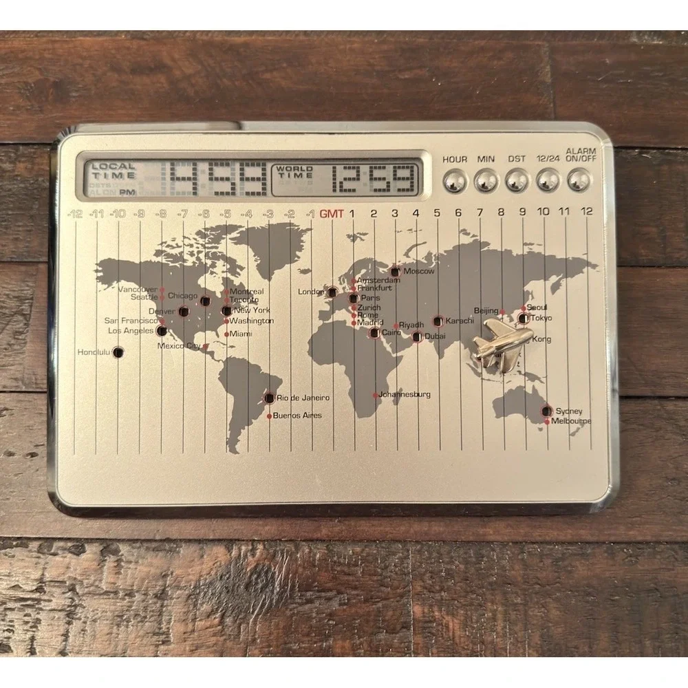 Brink World Time Alarm Clock Pin NOT Included.  Powers On